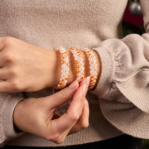Rose Chrome x Karamell | Glitzerglas-Doppelarmband